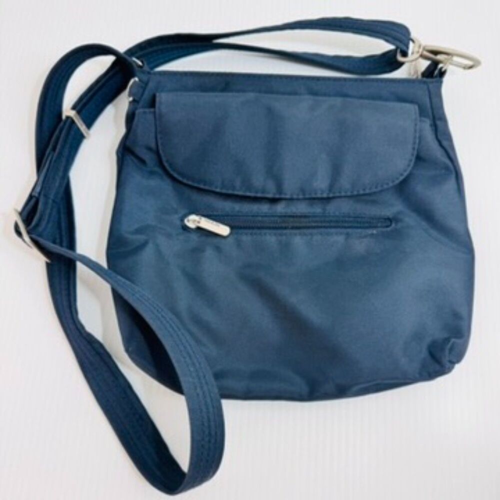 Travelon Anti-Theft Crossbody Bag Navy Blue Medium Travel Messenger Bag EUC